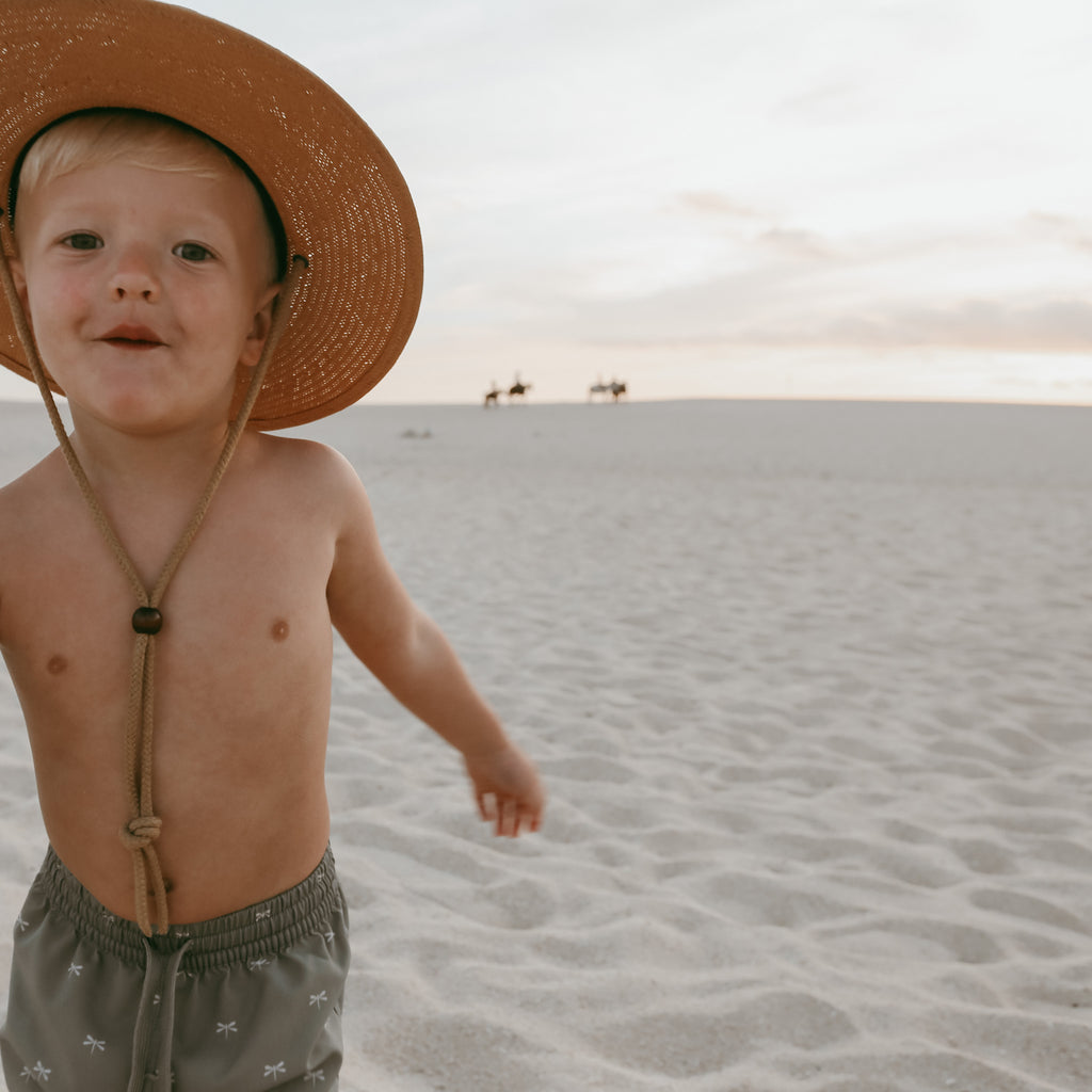 Harper, Brown Wide Brim Straw Hat Camp the label